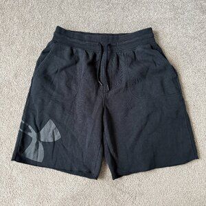 Under Armour Men's Rival Fleece Exploded Logo Black Pull-On Shorts Size Large